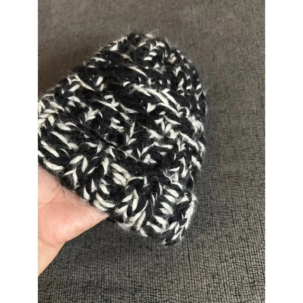Eugenia Kim Chunky Knit Wool Baby Alpaca Beanie Black Ivory One Size